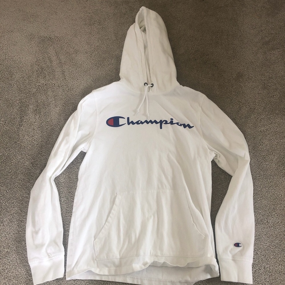 White Champion Hoodie•Size S